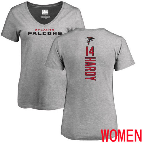 Atlanta Falcons Ash Women Justin Hardy Backer NFL Football #14 T Shirt->nfl t-shirts->Sports Accessory